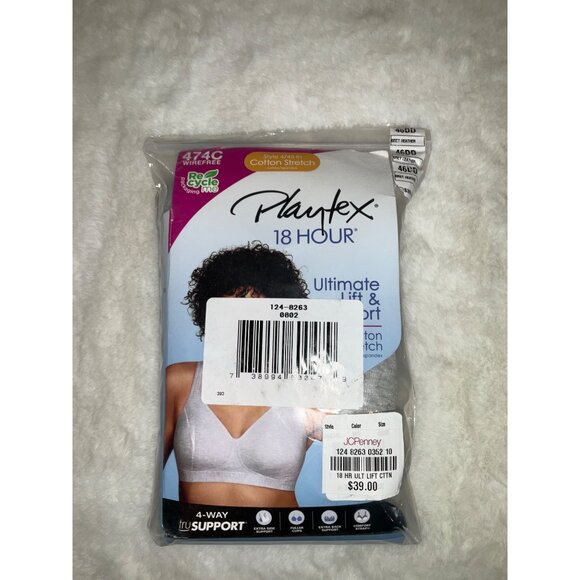 Playtex 18 Hour Cotton Stretch Wireless Full Coverage Bra Us474c 46DD - Picture 3 of 4
